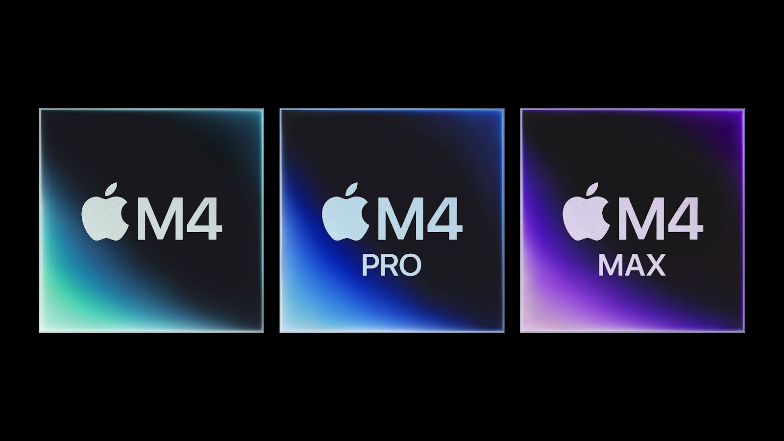 Apple M4 series lineup featuring M4, M4 Pro, and M4 Max chips.